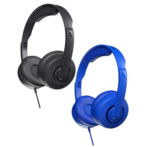 Skullcandy Cassette Junior Wired Headphones Volume-Limiting Over-Ear Foldable Headset with Mic, Soft Ear Cushions (Black, Cobalt Blue) For Discount