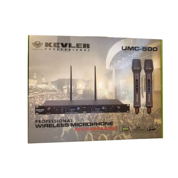 KEVLER UMC-500 Dual UHF 1100mAh Wireless Rechargeable Microphone with Dual Antenna Receiving System, Digital LCD Display, Mountable 1U Rack, 200 Selectable Frequencies Auto Frequency Search Function Online Sale