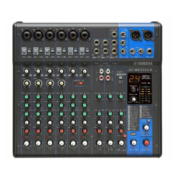 Yamaha MG12 Series 12-Channel Analog Console Mixer USB Audio Interface 12 In   6 Out with 24 SPX Effects, 3 & 2-Band EQ Equalizer, D-PRE Mic Preamps, 48V Phantom Power for DJ, Audio Mixing, Studio & Recording | MG12 MG12X MG12XU MG12XUK Cheap