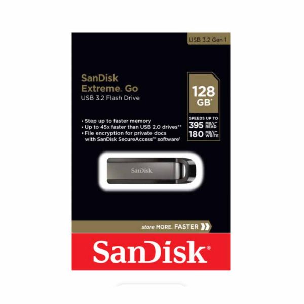 SanDisk Extreme Go 64GB 128GB 256GB USB A 3.2 Gen 1 Flash Drive with 395MB s Read, 180MB s Write Speed, SecureAccess and RescuePro Deluxe Support Online