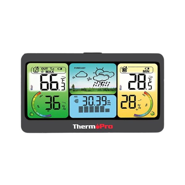 ThermoPro TP280C 1000ft Multi-Format Weather Forecast Barometer with Dual Power Supply, Rechargeable Sensor, LCD Backlight Screen, Weatherproof Digital Thermometer Online now