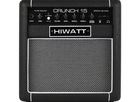 Hiwatt Crunch 15R 1x8H 15W Portable Amplifier Combo with Built-in True Spring Reverb Loudspeaker 3.5mm AUX Headphones Output for Electric Bass and Guitar | CRUNCH15R Cheap