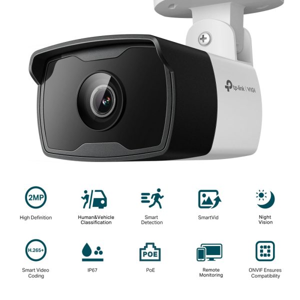 TP-Link VIGI C320I 2.8MM 4MM 6MM 2MP Mini Outdoor IR Bullet Network Security Surveillance Camera IP67 Weatherproof  with IR Infrared Night Vision, Smart Detection, Remote Monitoring, PoE RJ45 Port Hot on Sale