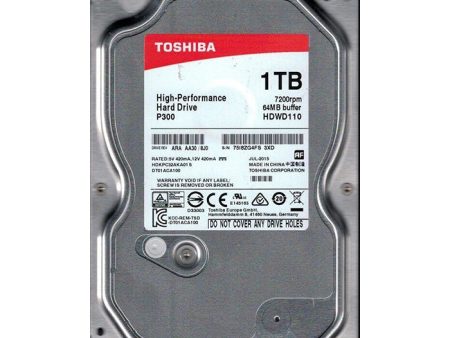 Toshiba 1TB Internal Hard Disk Drive HDD 3.5 SATA PC P300 | HDWD110 Hot on Sale