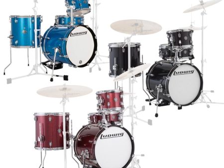 Ludwig LC179X Questlove Breakbeats 4-Piece Shell Pack Drum Set with 10  Tom, 13  Floor Tom, 16  Bass Drum, & 14  Snare (Arctic Blue, Black Sparkle, Wine Red Sparkle) Online now