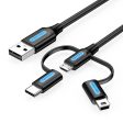 Vention 3 in 1 USB 2.0 to Micro USB, Type-C, and Mini USB Charging Cable for Smartphones (0.5M, 1M) | CQIB Online Hot Sale