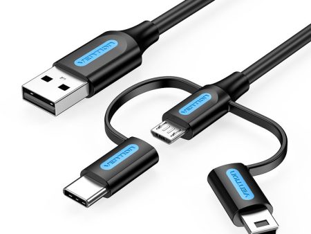 Vention 3 in 1 USB 2.0 to Micro USB, Type-C, and Mini USB Charging Cable for Smartphones (0.5M, 1M) | CQIB Online Hot Sale