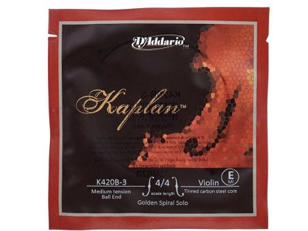 D Addario 4 4 Scale Violin Kaplan Golden Spiral Solo E String with Medium Tension, Tinned Carbon Steel Ball for Musicians | K-420B-3 For Discount