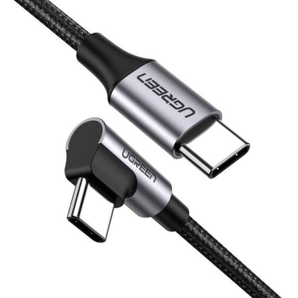 UGREEN 100W PD USB-C 2.0 Male to Angled USB Type-C Male Fast Charging Cable with Braided Aluminium Shell for Smartphones, Tablets, Laptops (Available in 1M, 2M) | 7064 Supply