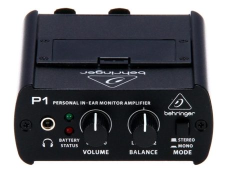 Behringer Powerplay P1 Personal In-Ear Monitor Amplifier with 2-Channel Mono Stereo Input, Drummer-Proof Output, Dual XLR Analog Inputs, 1 8  Headphones, 12 Hours Battery Life, 9V Battery with Dual LED Capacity Indicators Sale