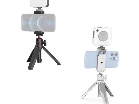 Simorr by SmallRig Vigor VK-30 Vlog Tripod Kit with Phone Clamp with Cold Shoe, Vibe P96 Video LED Light, Type-C Charging Cable, Ball Head with Adjustable Height for Smartphones (Black, White) | 3509B, 3596 Online