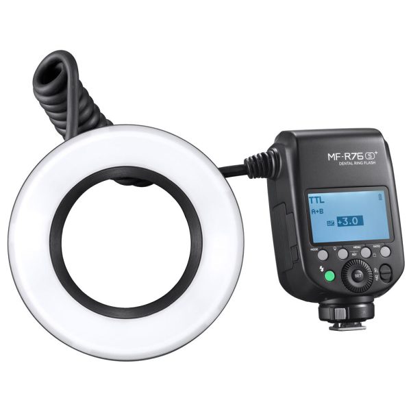 Godox MF-R765+ 49 to 77mm Dental Macro Ring Lens Flash with Wireless Trigger and 8 Lens Adapter Ring Sizes for Dental Photography Fashion