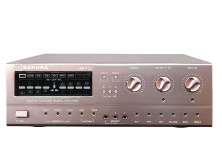 Sakura AV-757 1650W 2-Channel Digital Karaoke Mixing Amplifier with Pitch Control, Digital Echo Delay and Repeat Control, FM Tuner, 5 Microphone Inputs and Built-In 4  Fan Hot on Sale