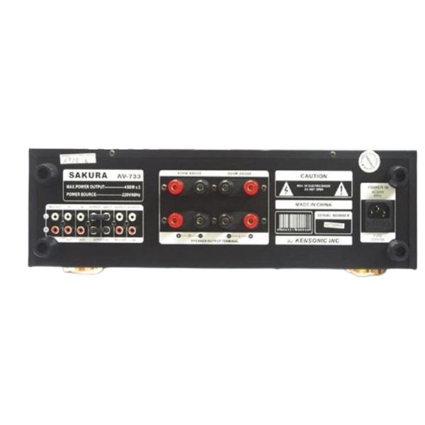 Sakura AV-733 400W   450W 2-Channel Karaoke Mixing X 2 Stereo Amplifier with Digital Echo Delay and Repeat Control, MP3 Input, 3 Microphone Input and Built-in 4  Cooling Fan Supply