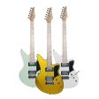 Fernando PJE-97 6 Strings 22 Fret HH Electric Guitar with Tremolo Bridge, 3-Way Pickup Selector and Maple Fingerboard for Musicians (Light Green, White, Metallic Gold) Fashion