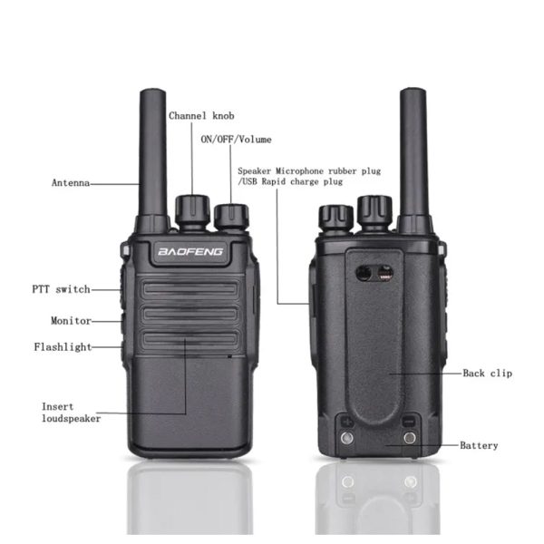 BaoFeng BF-V8 (Single & Set of 2 3 4) Walkie-Talkie UHF Transceiver 5W Two-Way Radio with 16 Storage Channels, 400-470MHz Frequency Range, 5km Max. Talking Range, Clear Voice Output, 1500mAh Battery Capacity Supply