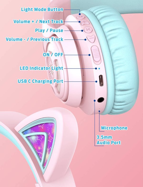 iClever BTH13 Bluetooth 5.0 Headphones with 3 setting Volume Limiter Features and up to 45H Playtime for Kids 3-16yrs old C04-2083N-01 For Discount