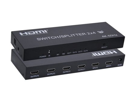 ArgoX HDSS2-4-V2.0 4K 60Hz HDMI 2.0 Splitter Switcher 2x4 with Remote Control, Supports 3D, High-Definition RGB YUV, and Up to 20m Transmission Distance Online Sale