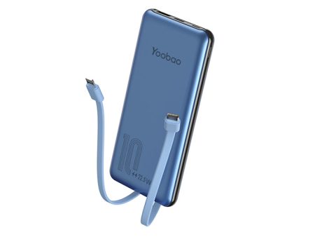 [CLEARANCE] Yoobao LC2 10000mAh Powerbank PD20W Power Delivery Quick Charge with Built-in Two-Way Type C and Lightning Cable (Black, Blue) Sale