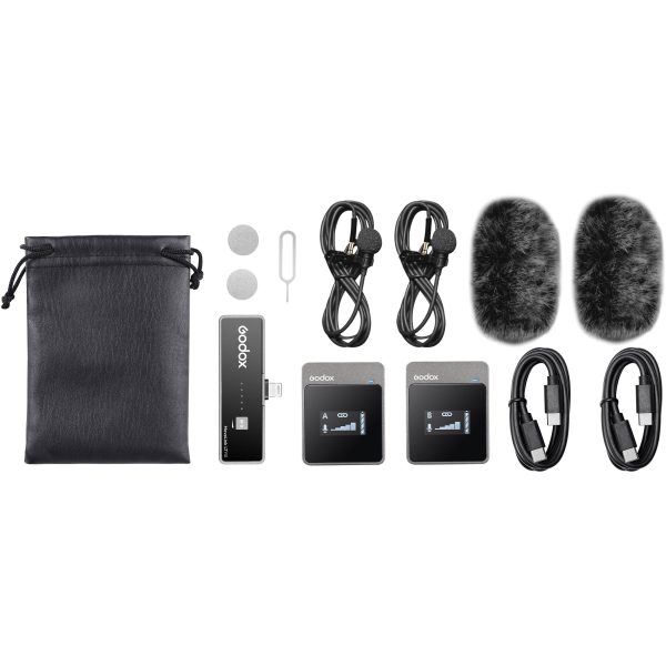 Godox MoveLink LT2 Compact Wireless Microphone System 2.4GHz (TX TX RX) with Lightning Connector, 2 Lavalier Mics for Smartphone Audio Recording Vlogging Cheap