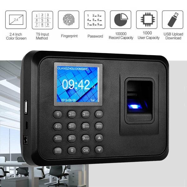 LogicOwl OJ-F01 FP Attendance Biometric Time Logger with Fingerprint and PIN Passcode Entry, Built-In 2.4 Inch TFT LCD Display and Direct Reports Export via USB 2.0 for Office Schedule Timekeeping Hot on Sale