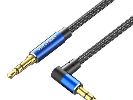 [CLEARANCE] Vention (0.5m - 2m) TRS 3.5mm Male to Male Right Angle Audio Extension Cable Cotton Braided (Black Blue) Aluminum Alloy Type  Hi-Fi Video Stereo Music for Smartphones, Laptop, PC, Gaming, TV | BAZ Series Supply