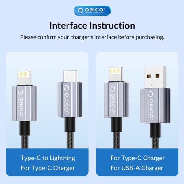 ORICO GQA12 (1m   1.5m   2m) USB-A to Lightning Fast Charging Data Cable 5V 2.4A 12W, 480Mbps Transmission Rate, Nylon-Braided Aluminum Alloy for iPhone, iPad, Air Pods For Discount