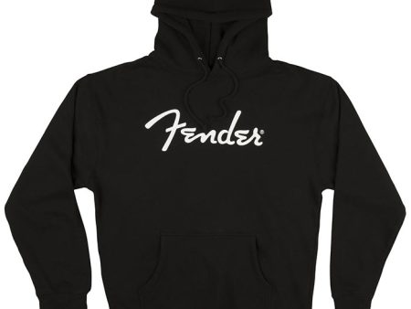 Fender Spaghetti Logo Hoodie Stylish Long Sleeve Sweater (Medium) (Black) on Sale