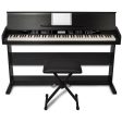 Alesis Virtue 88 Key Electronic Upright Piano with 360 Premium Voices USB MIDI 1 4-Inch AUX Output and Built-In Effects Pedals (Piano Bench included) (Black, White) For Sale