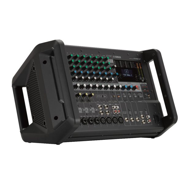 [CLEARANCE] Yamaha EMX7 12-Channel 710W Portable Powered Audio Mixer and Class D Amplifier with Extensive Inputs, Built-In 24 SPX Effects, 1 Knob Master EQ and Flex 9 Graphic Equalizer, Feedback Suppresor and Large Handles Fashion