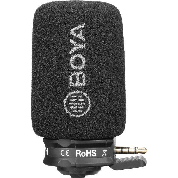 BOYA BY-A7H 3.5mm TRRS Mini Jack Plug-In Condenser Microphone with Carrying Pouch Case, Foam Windscreen, Omnidirectional Polar Pattern for High-Quality Recordings for iOS, Android, Smartphones Online Hot Sale