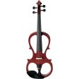 Fernando E358-5 4 4 4 String Electric Violin with Piezo-Style Pickups, Hardwood Body, and 3.5mm AUX Output (Wine Red, Natural) For Discount