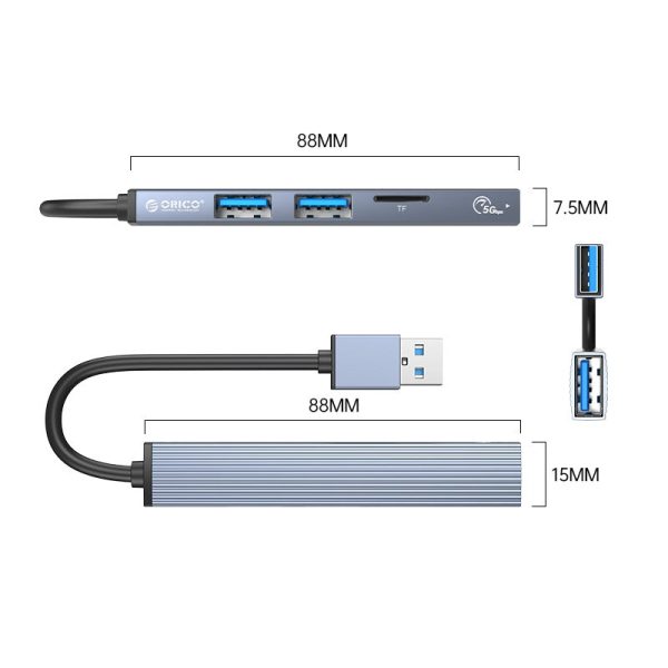 ORICO AH-A12F 4-in-1 USB-A to USB 3.0 Multifunctional Docking Station Hub with SD TF Card Reader Slot, 2xUSB 2.0 Input, 5Gbps Fast Data Transfer Rate, Superior Heat Dissipation Aluminum Alloy Online now