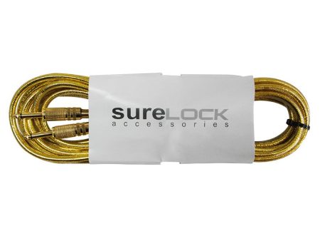 [CLEARANCE] Surelock 20ft Nylon Braided Instrument Cable with 1 4-inch Male to Male Plugs for Guitars and Keyboards (Gold) | BC108 For Discount