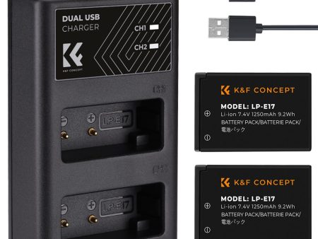 K&F Concept LP-E17 Battery & Charger for Canon EOS RP SL2 SL3 M3 M5 M6 Mark II 77D 200D 750D 760D 800D 850D 8000D Cameras and more | 1250mAh Semi-Decoded Rechargeable Batteries | Micro USB & Type-C Charging | Replacement for LPE17 LP E17 Online Sale