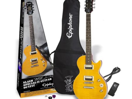 Epiphone ENA2AANH3 6-Strings 22 Frets Slash Appetite Amber Les Paul Special-II Electric Guitar Kit Bundle Pack with Zebra HH Pickups with Gig Bag, Slash Signature Picks and Straps for Musicians Supply