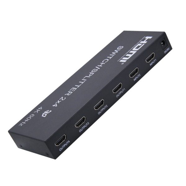 ArgoX HDSS2-4-V2.0 4K 60Hz HDMI 2.0 Splitter Switcher 2x4 with Remote Control, Supports 3D, High-Definition RGB YUV, and Up to 20m Transmission Distance Online Sale