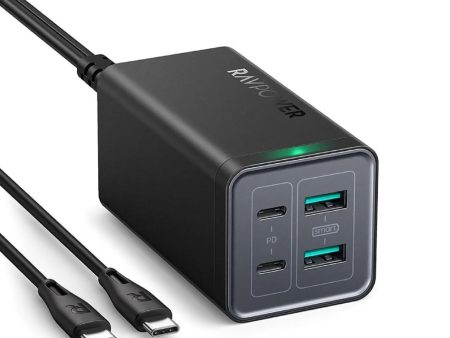 RAVPower PD Pioneer 120W 4-Port USB High Speed Fast Desktop Charger with USB-C to Type-C Cable | RP-PC146 Online Hot Sale