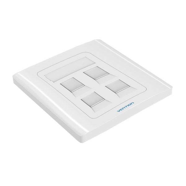 Vention 4-Port Keystone RJ45 Jack Wall Plate Type 86 Network Socket Ethernet Plug (White) | IFCW0 on Sale