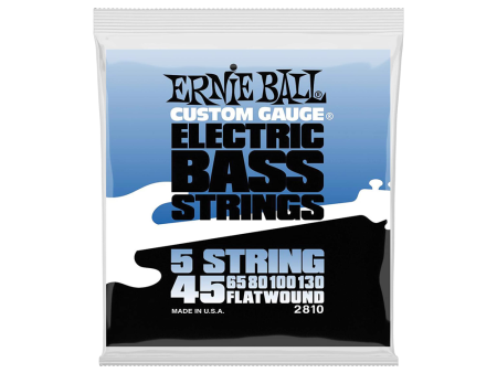 Ernie Ball Custom Gauge Flatwound 5-String Electric Bass Flat Stainless Steel String Set (.045 - .130) | 2810 Online Sale