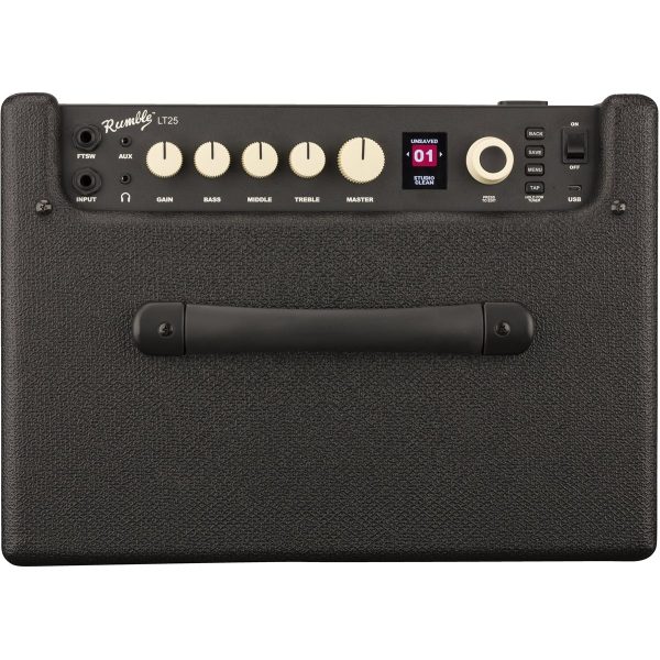 Fender Rumble LT25 Lightweight Electric Bass Combo Amplifier 25watts 120V (230V EUR) with 8in Speaker 1.8” Color Display 20 Effects 50 Presets USB Output Hot on Sale