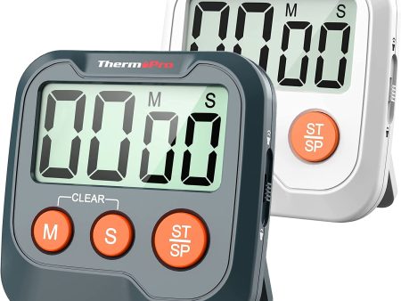 ThermoPro TM03 Digital Kitchen Timer with Large LCD Screen, Countdown Timer, Adjustable Volume Settings, Magnet and Mount Fashion