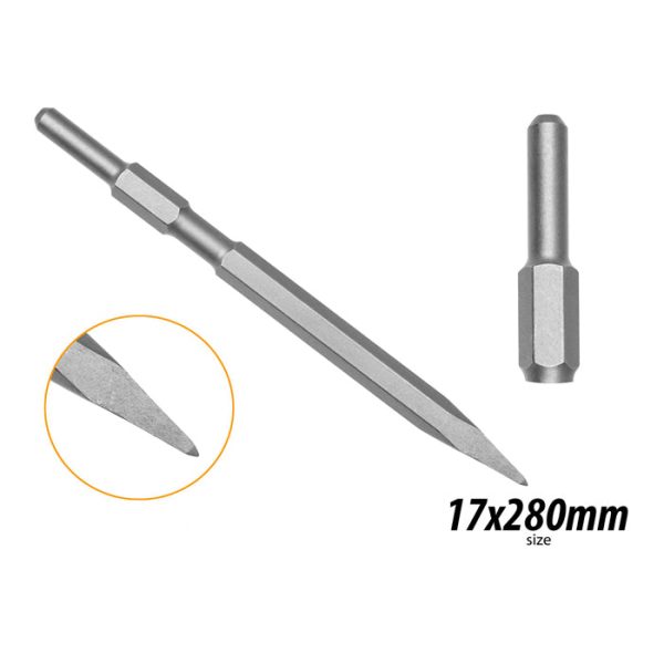 INGCO SDS Hex Pointed Chisel 17x280mm for SDS Hex Chuck System Rotary Hammer and Demolition Hammer (Sold per piece) | DBC0512801 Online Hot Sale