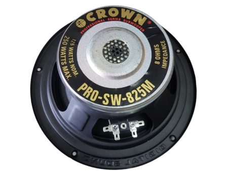 Crown 250W 8  Dual Terminal Subwoofer Speaker with 75Hz-3kHz Frequency Response, Max 8 Ohms Impedance, 96dB Sensitivity Level, 35.5mm Voice Coil (PRO-SW-825M) For Discount