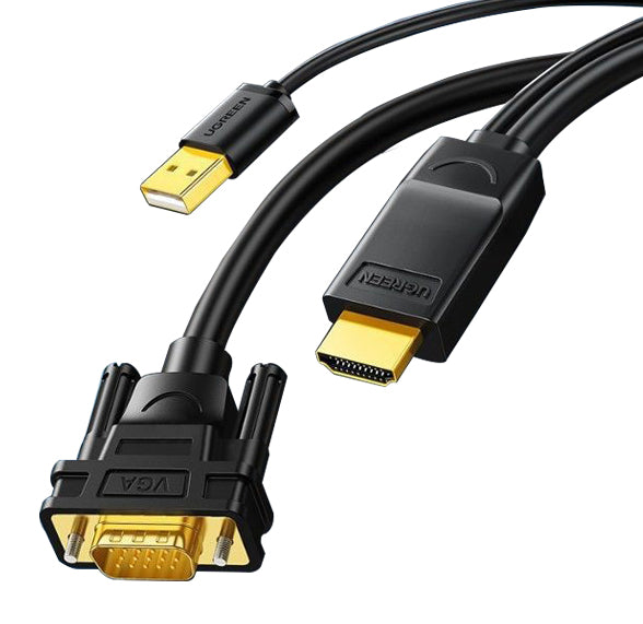 UGREEN 1080P 60Hz HDMI Male to VGA Male 1.5-Meters Gold-Plated Video Converter Cable with USB Cable for Laptops, PC, Tablets, Photo Video Camera, Streaming Players | 30449 Online now