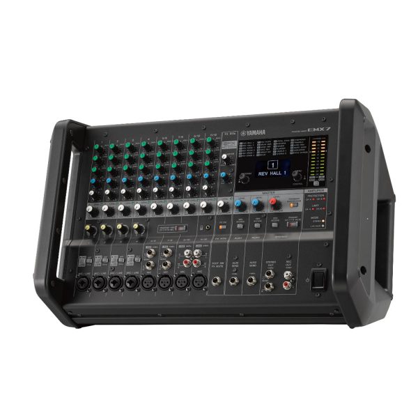 [CLEARANCE] Yamaha EMX7 12-Channel 710W Portable Powered Audio Mixer and Class D Amplifier with Extensive Inputs, Built-In 24 SPX Effects, 1 Knob Master EQ and Flex 9 Graphic Equalizer, Feedback Suppresor and Large Handles Fashion