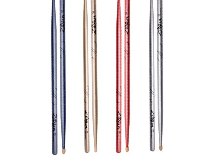 Zildjian 5A Chroma Series Metallic Hickory Oval Tip Drumsticks for Drums and Cymbals (Blue, Pink, Silver, Gold) (Variety Pack Available) | Z5ACBU, Z5ACG, Z5ACP, Z5ACS, SDSP244 Discount