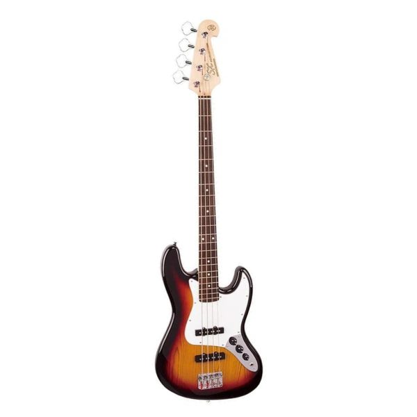 SX SJB62+ J Style Vintage Series 4-String Electric Jazz Bass Guitar with 20 Frets, Single Coil, Volume & Tone Control (3 Tone Sunburst, Black, Lake Pacific Blue) Cheap