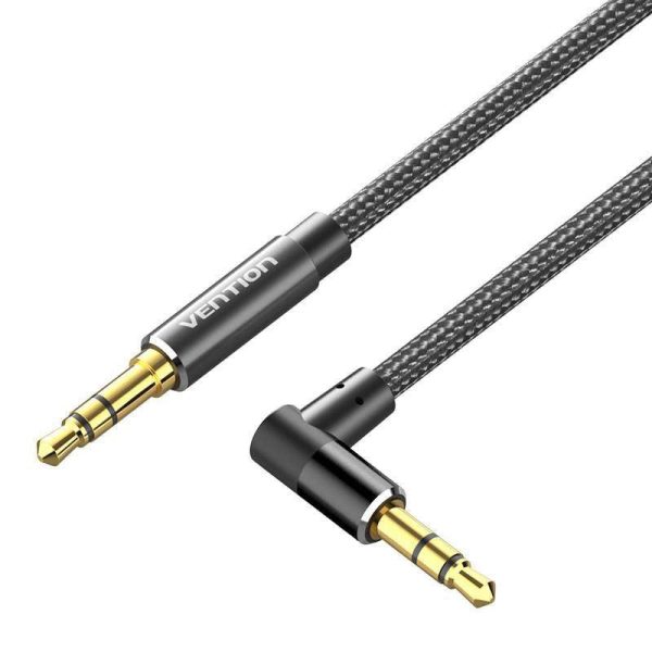 [CLEARANCE] Vention (0.5m - 2m) TRS 3.5mm Male to Male Right Angle Audio Extension Cable Cotton Braided (Black Blue) Aluminum Alloy Type  Hi-Fi Video Stereo Music for Smartphones, Laptop, PC, Gaming, TV | BAZ Series Supply