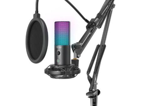 Fifine T669 Pro3 RGB Uni-directional USB Microphone Bundle with Volume Control Knobs and Light Touch Button Plug & Play for Streaming, Podcasting For Discount